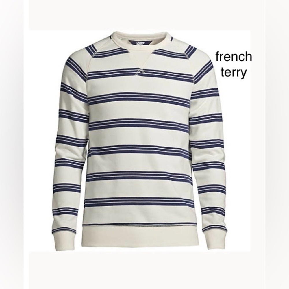 LANDSEND Mens French Terry Serious Sweats Long Sleeve Crew Neck Sweatshirt